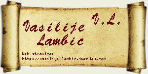 Vasilije Lambić vizit kartica